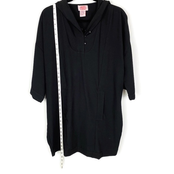 Aoyama Itchome Black Tunic Mini Dress Hooded Pullover Size M/L - Picture 6 of 8